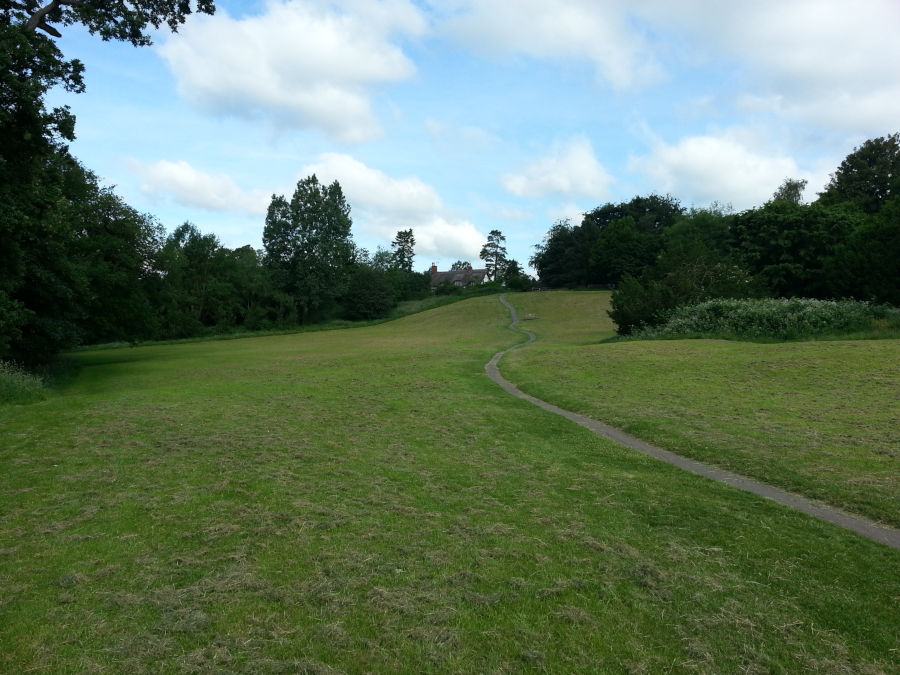 Grassy slopes in Abbey Fields, Castle Hill entrance